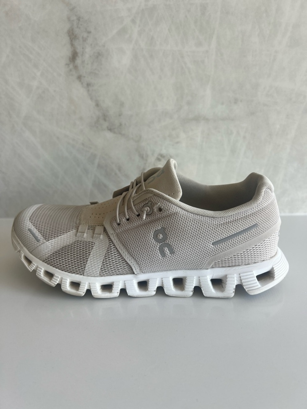 On Cloud Beige Mesh Running Sneakers - Picture 9 of 9